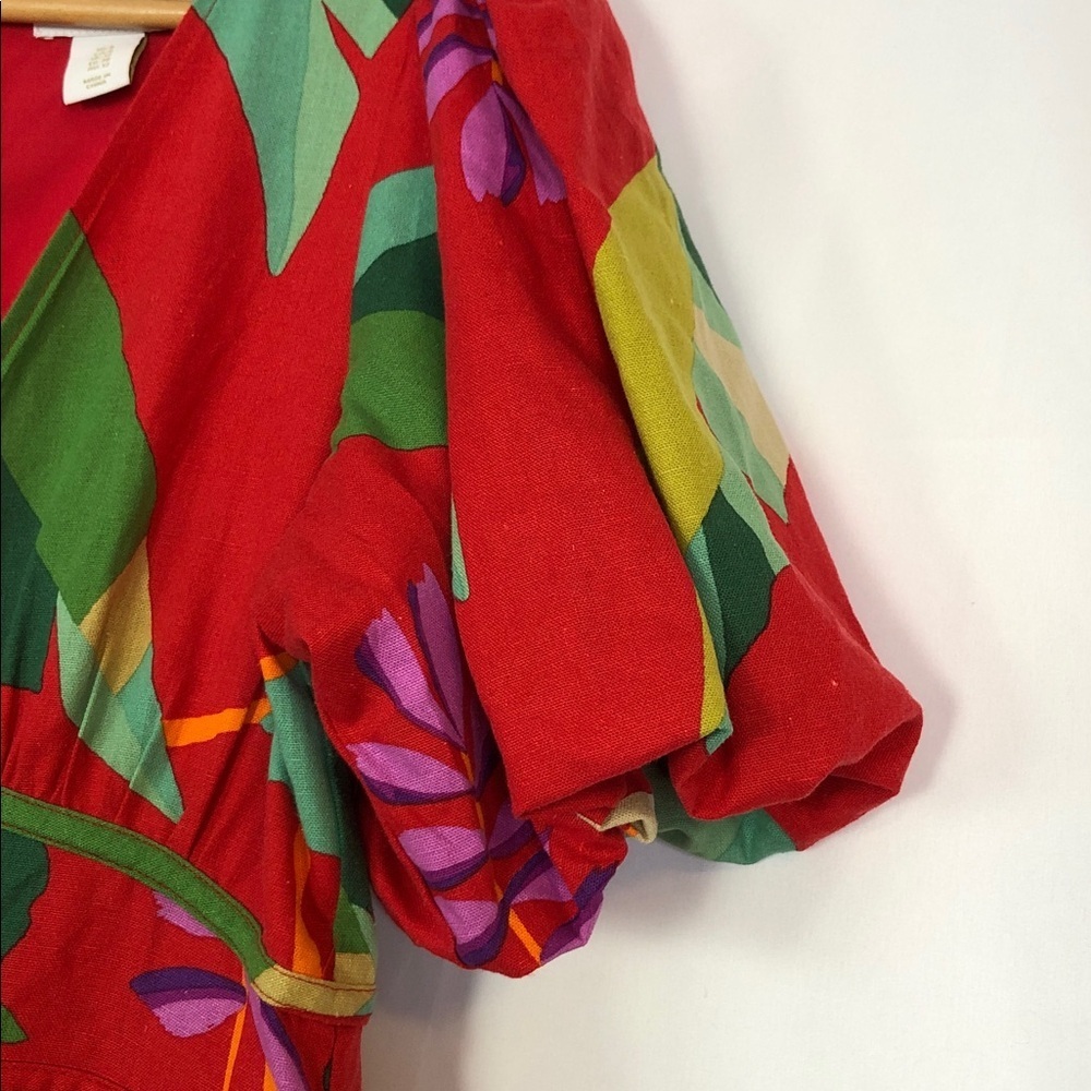 House of Harlow 1960 Tropical Puff Sleeve Mini Dress Size: USA 8 - Picture 10 of 12